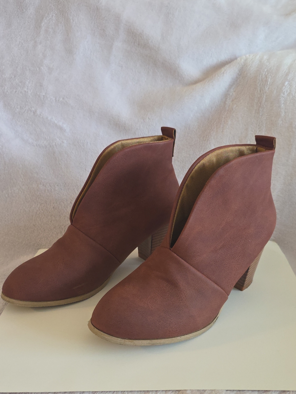 Women's Brown Ankle Booties - Sleek V-Cut Design